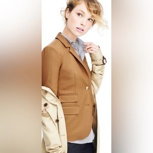 J. Crew Schoolboy Linen Blazer Camel Tan Size 6 3 Pocket Lined NOT FACTORY NWT